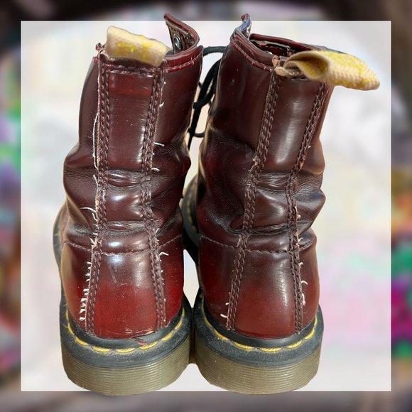 Dr. Martens Vegan 1460 8-Eye Cherry Red Oxford Rub Off Boots - Women's US5 - Picture 5 of 9